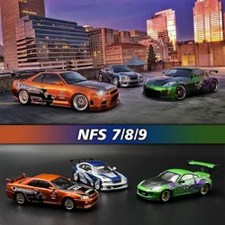 NFS 7 8 9 1:64 E46 M3 GTR Skyline R34 350Z Diecast Diorama Car Model Collection Miniature Carros Toys Ghost Player SW