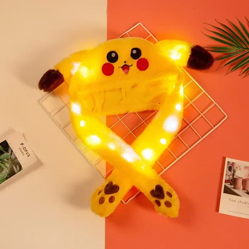 Kreskówka Pokemon świecąca czapka słodka Pikachu dla dzieci pluszowy króliczek czapka słodkie zwierzątko uszy królika przeniesie dziewczynę z opaską