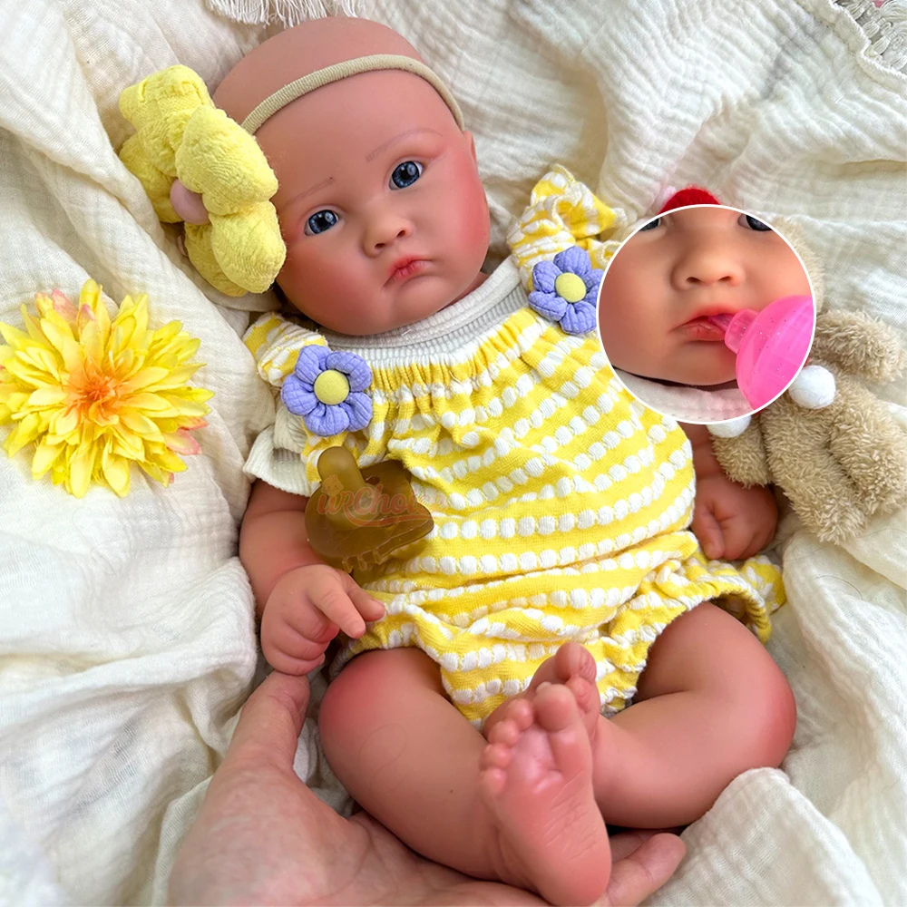 

Мягкая на ощупь 45 см пухлая девочка, реалистичная 3D кожа, силиконовая кукла Reborn Baby, утяжеленная кукла с открытым ртом для учащихся, детская игрушка