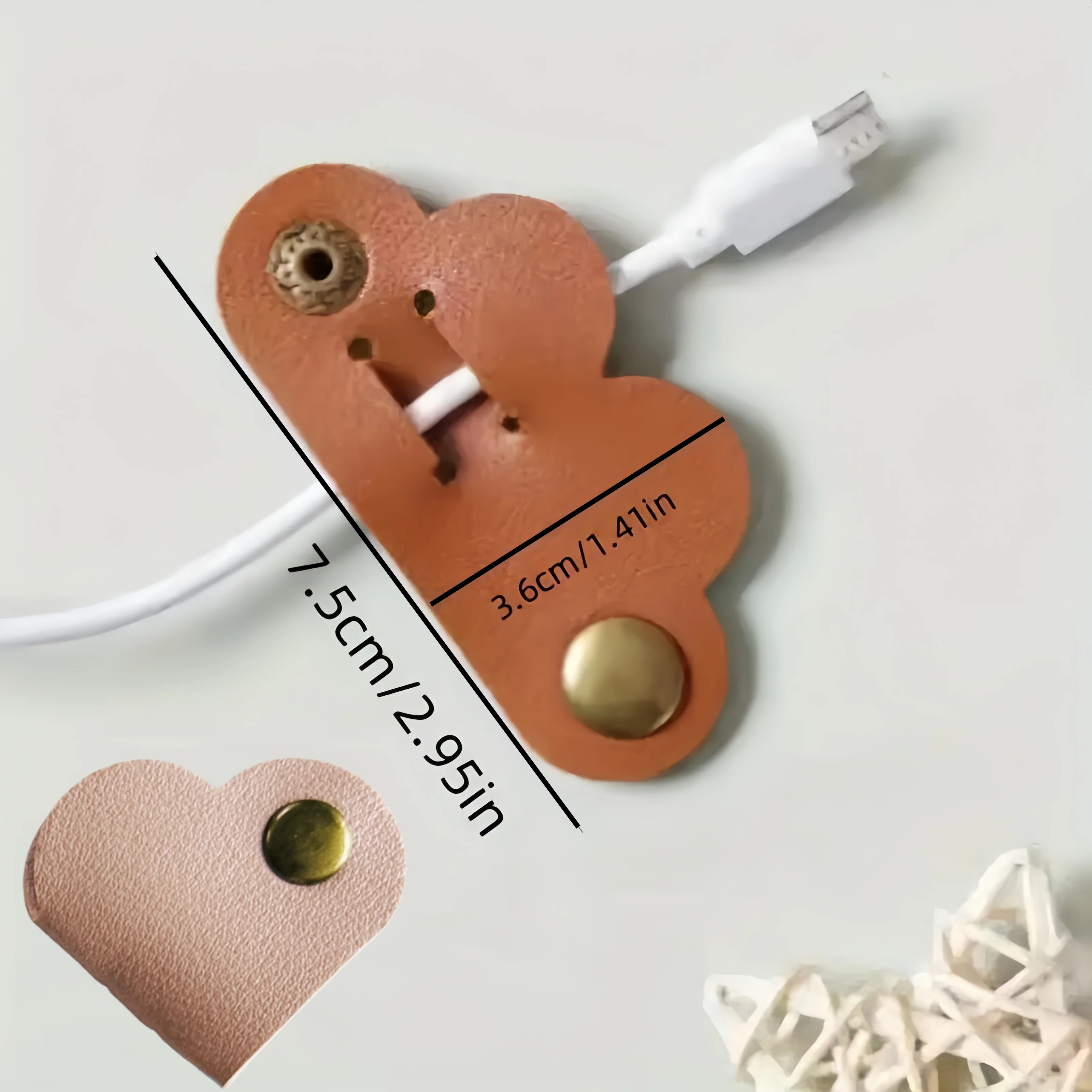 Heart Leather Cable fixator,Cord Organizer,Charger Cable Protector Clips,Winder Earphone Accessories Cord Holder Cable Managemen