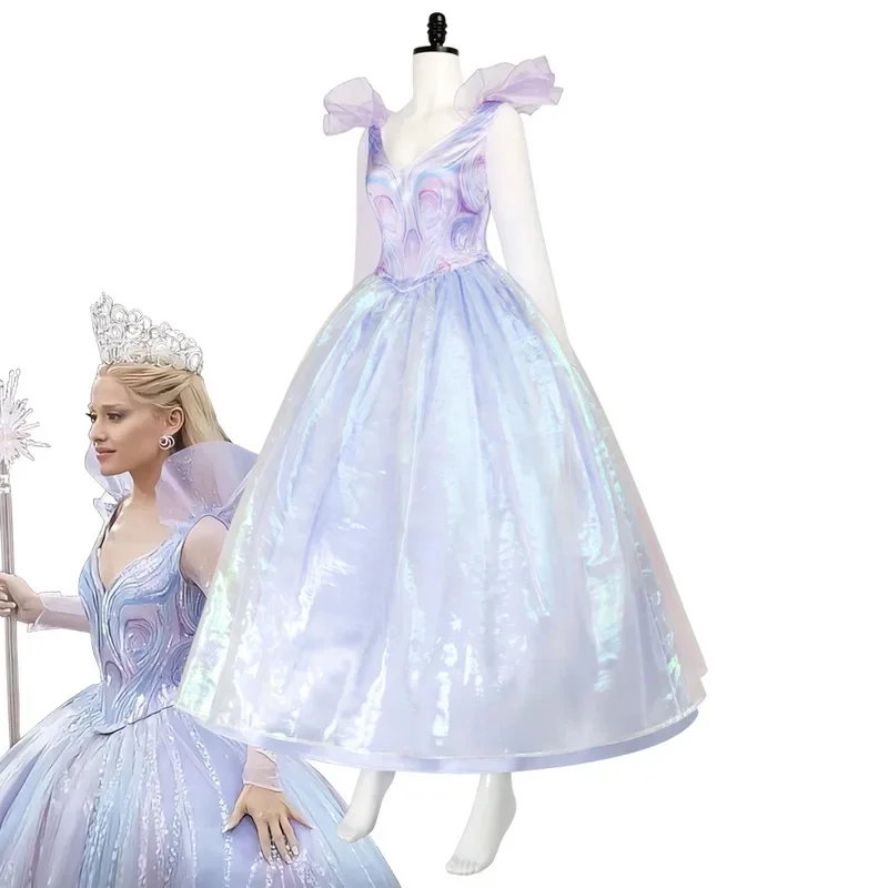 ♥ 2026 New Movie Wicked Glinda Cosplay Costume Iridescent Purple Witch Dress Women Halloween Fancy Party Stage Perfo ★ Look at m view 4