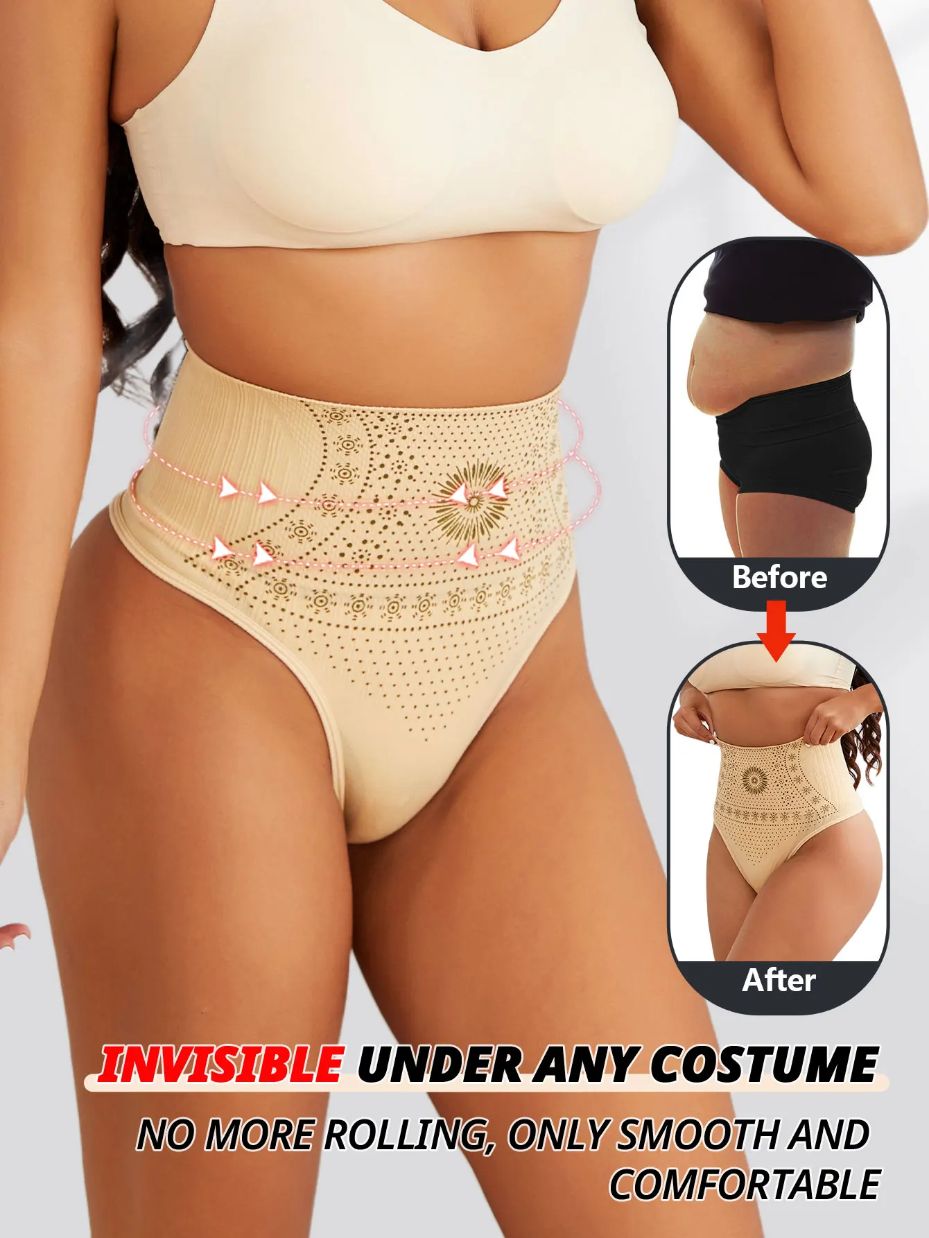 UBAU-bragas de cintura alta sin costuras para mujer, Tanga moldeadora de vientre plano, moldeador de cuerpo, Control de barriga posparto, ropa moldeadora inferior