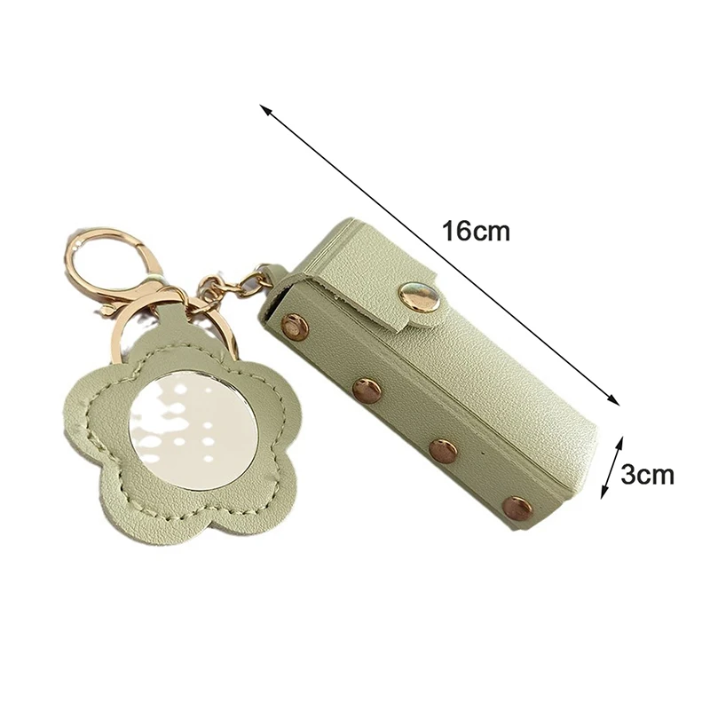 1pc Cute Portable Leather Lipstick Bag with Mirror & Keychain | Makeup Pouch Lip Balm Holder Protective Cover for Women view 6