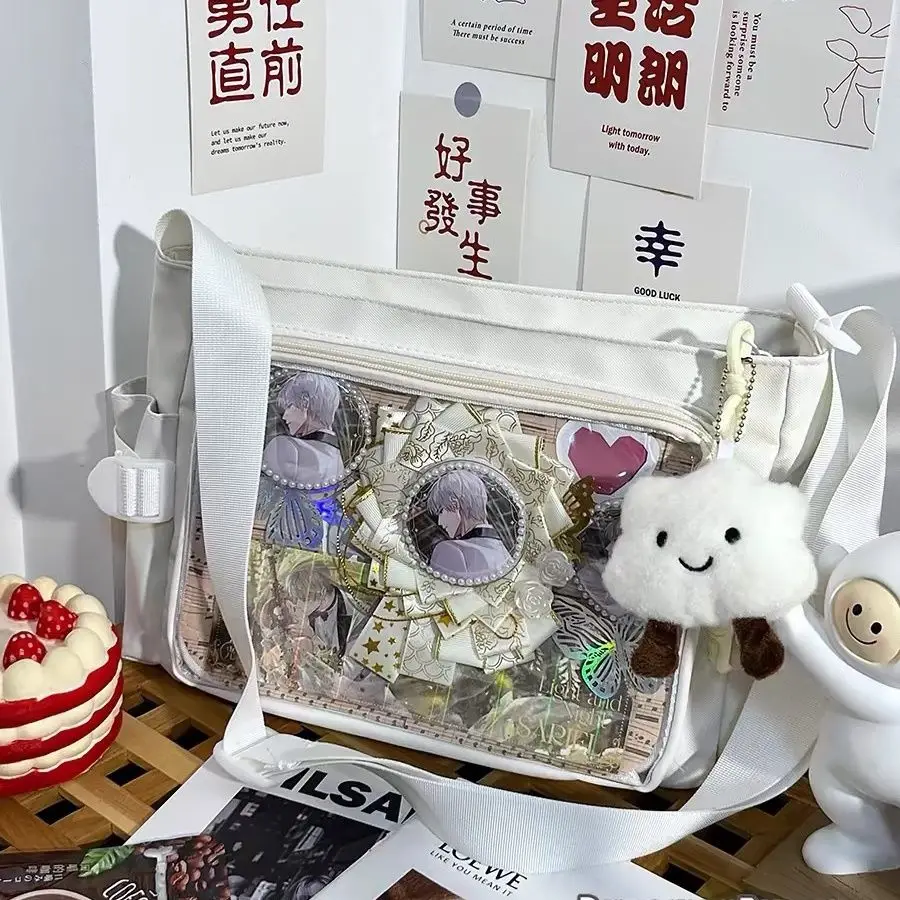 الحرم الجامعي تنوعا بسيط بلون الكتف Crossbody حقيبة ساعي البريد للفتيات Ulzzang Diy Ita حقيبة JK موحدة Y2K دمى حقيبة