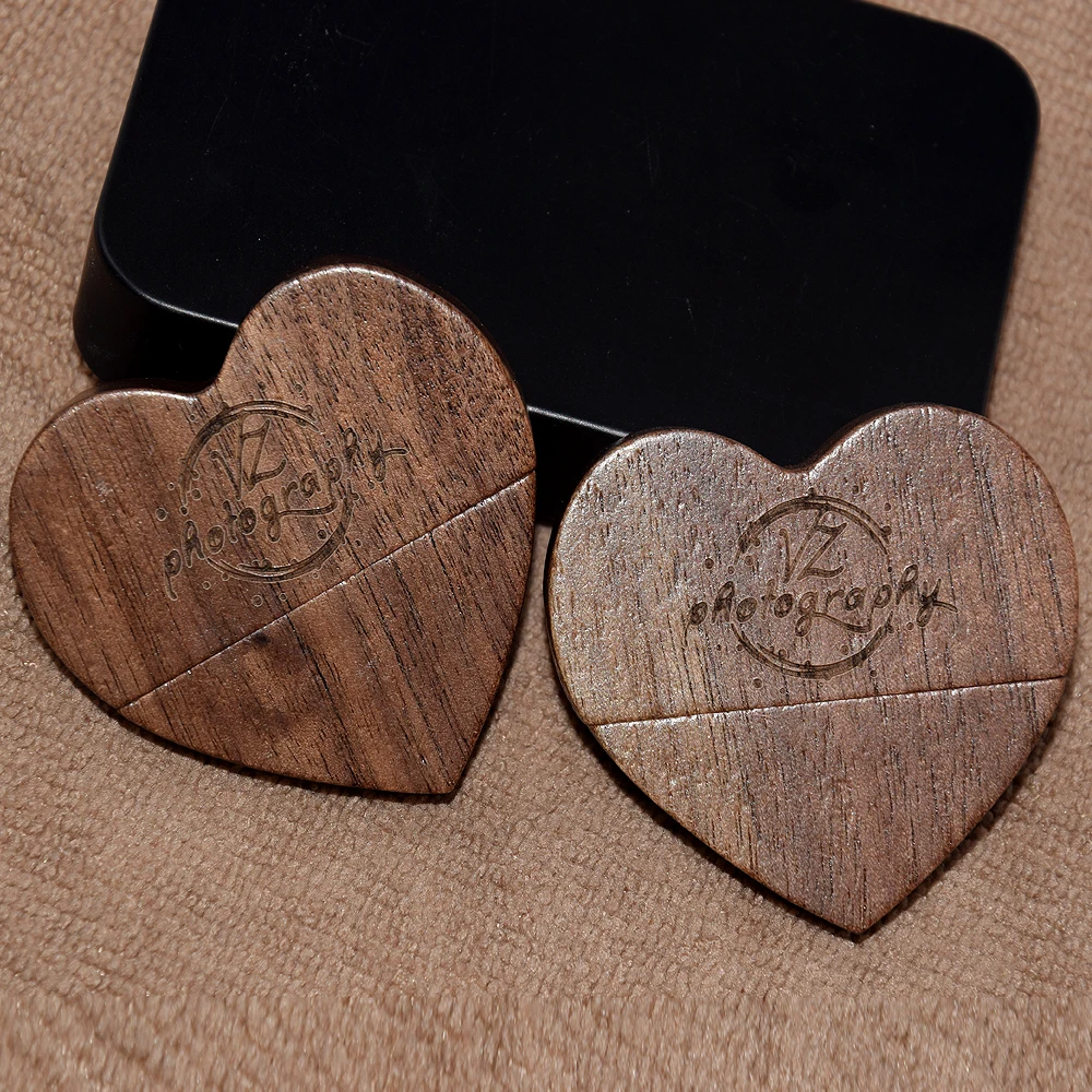 10 PCS LOT USB 3.0 Flash Drive 128GB Free Logo Pen Drive 64G 16G Wooden Heart Box Memory Stick 32GB 8GB Photography Wedding Gift