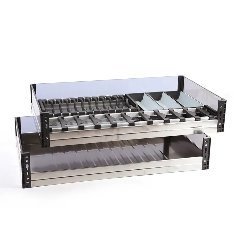 Crystal basket, stainless steel baseplate drawer basket, glass basket push-pull
