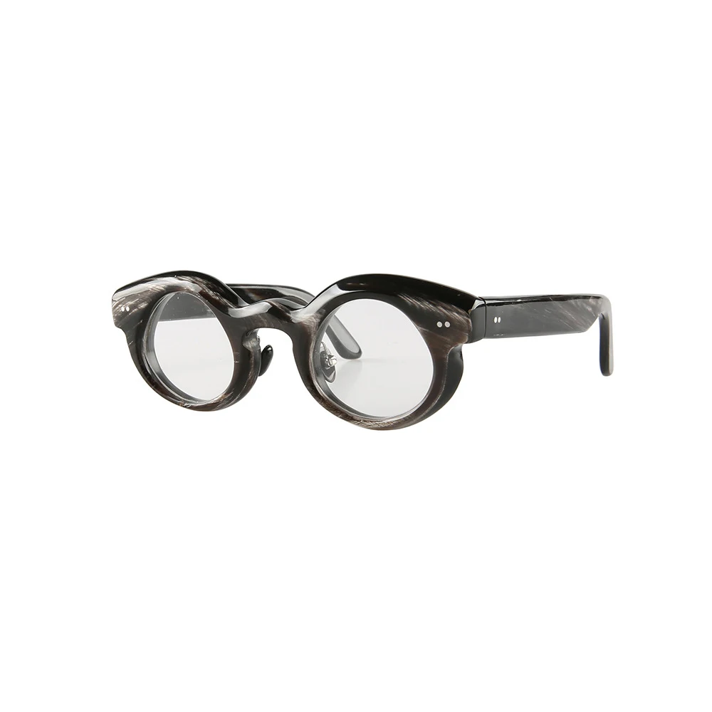 Eyeglass Frames Vintage Stripes Irregularity Optical Lenses Eyewear Handmade Buffalo Horn Thick Prescription Man Glasses Frames - view 4