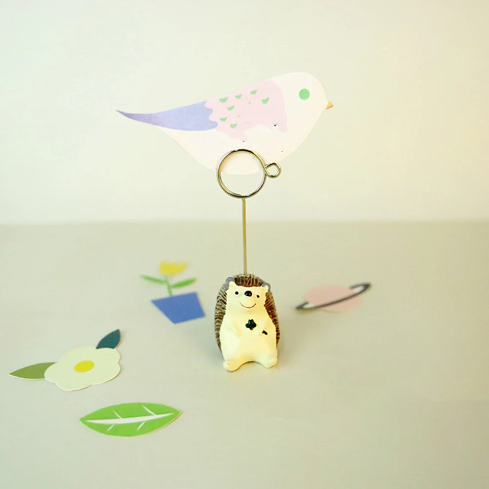 

6Pcs Small Animal Message Clips Desktop Decoration Vintage Resin Memo Holder Cartoon Photo Stand for Office Home Table