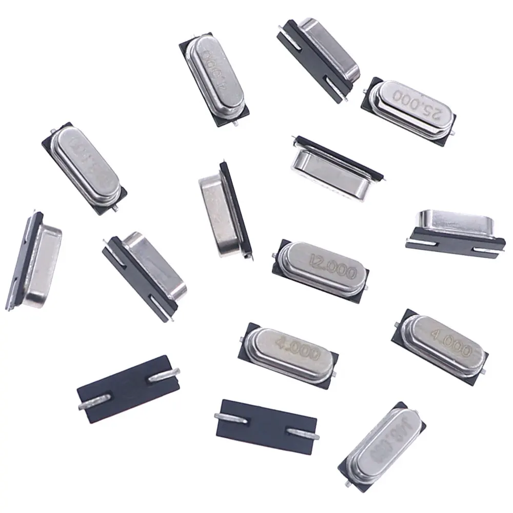 Kit de oscilador de cristal SMD, resonador de cuarzo de 10 valores piezas, 100 HC-49S, 4MHz, 6MHz, 8MHz, 12MHz, 16MHz, 24MHz, 25MHz, 48MHz, 2 pines
