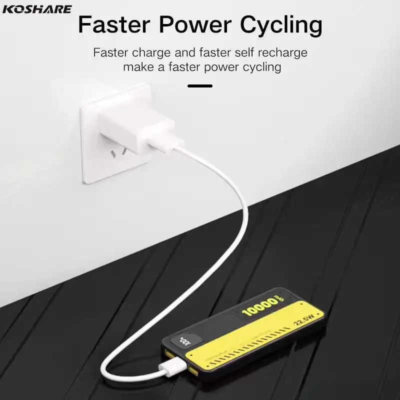 

KOSHARE Quick Charge Power Bank Fast Charging LED Digital Display USB Input for Smartphone Compatible with QC2.0 & QC3.0