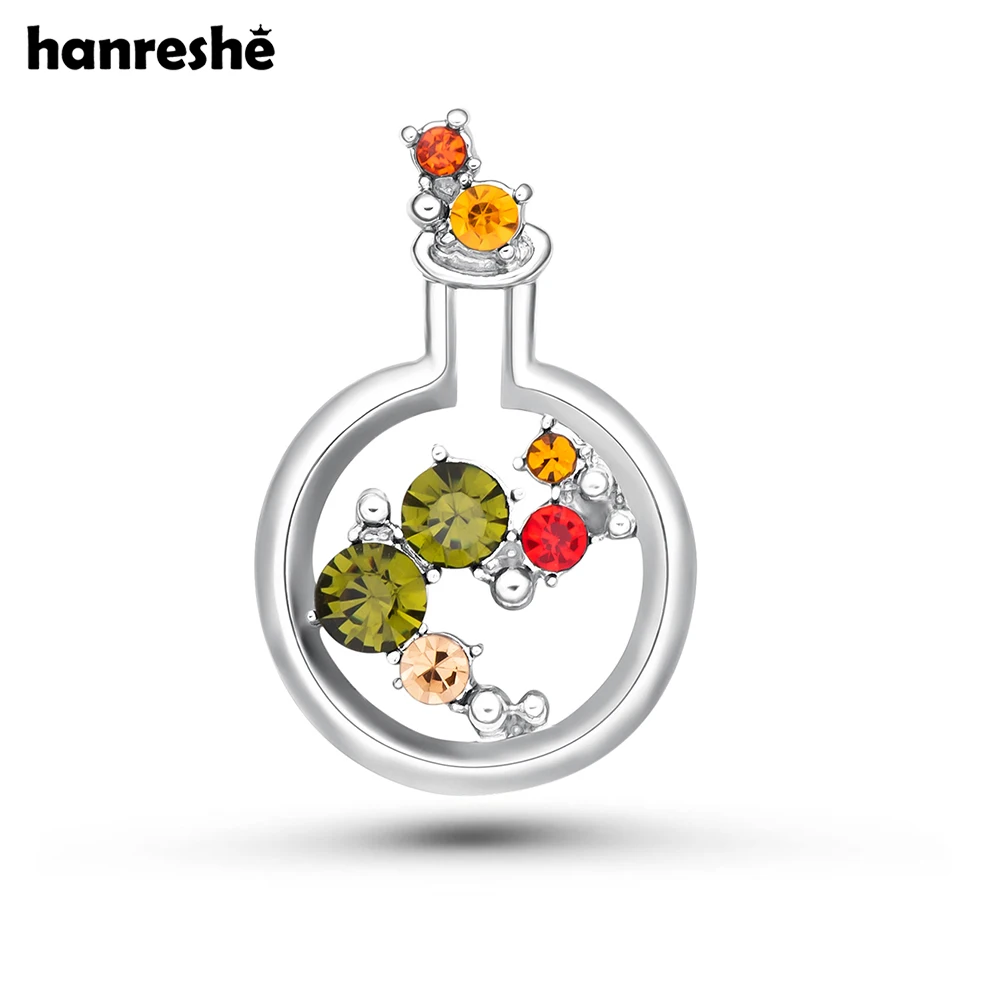 Hanreshe Inlaid Crystal Bottles Brooch Pin Delicate Charm Flask Science Lab Jewelry Backpack Lapel Badges Gifts for Women Girls