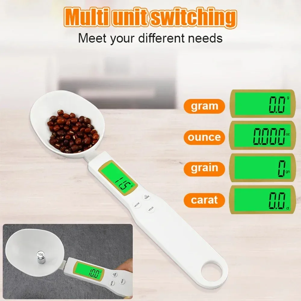 Mini báscula Digital de cuchara para cocina, balanza electrónica LCD para alimentos, 0,1-500g, herramienta de cocina para medir el peso para leche y café