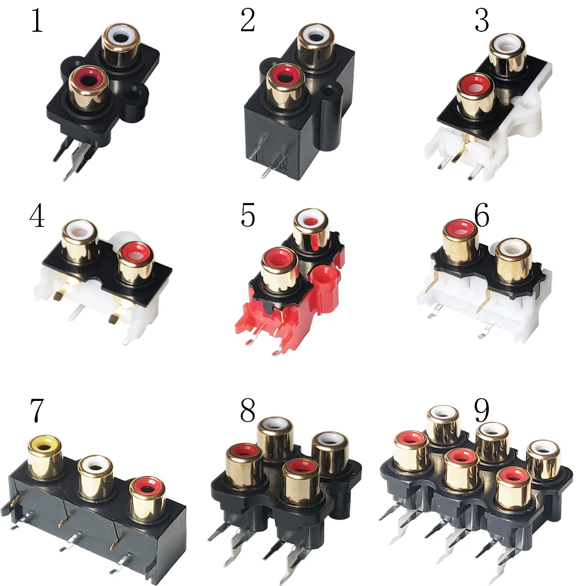 Conector RCA dorado de alta calidad, conector de Audio estéreo de 2/3/4/6 agujeros, sellado de 90/180 grados, entrada hembra de Audio AV, 2 piezas