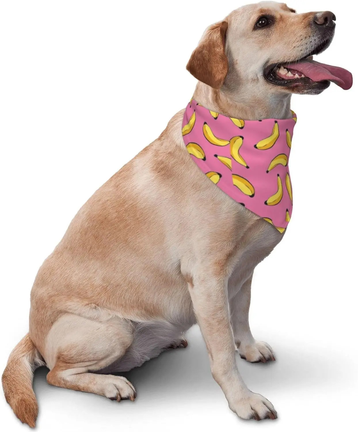 Pink Banana Cute Fruit Texture Dog Bandana Scarf Triangle Christmas Thanksgiving, Reversible Dog Scarf for Boys and Girls