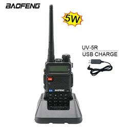 BAOFENG UV5R Handy Walkie Talkie 5W VHF UHF USB Ham Amateur Two-Way Radio Stations PTT Walkie-Talkies for Baofeng UV-5R Hunting