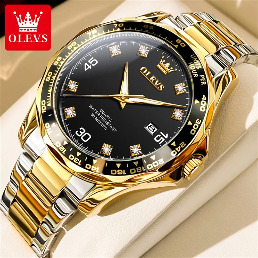 OLEVS 9988 Quartz Watch for Men Luxury Style Waterproof Stainless steel TOP Brand Classic Date Men's Watches Relógio Masculino