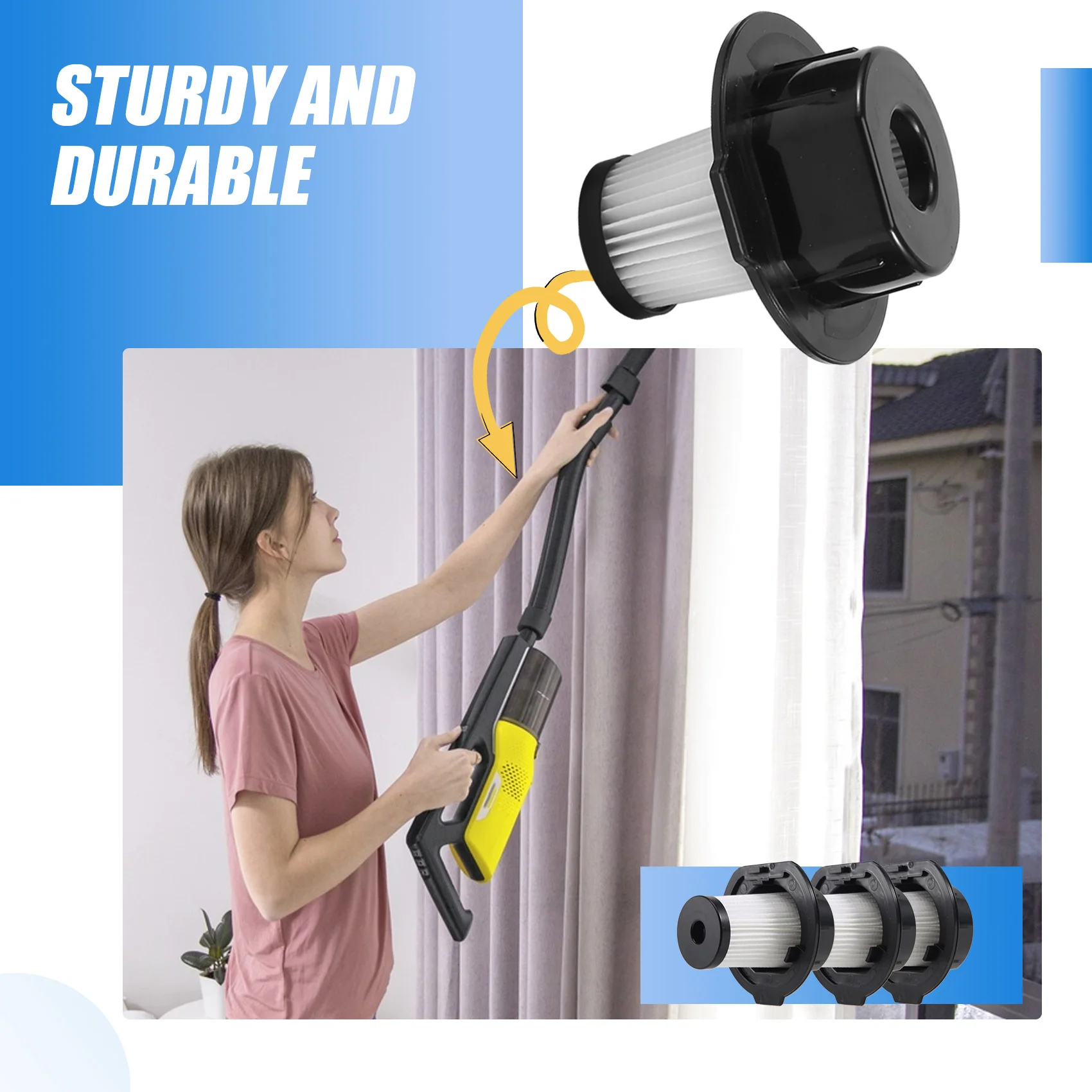 -ABLP 3Pcs 카트리지 필터 부착 Karcher VC4I 진공 청소기 교체에 적합