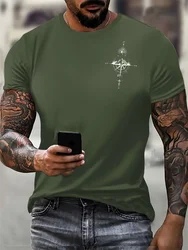 Zieleń wojskowa Męskie modne koszulki Letnie koszulki z krótkim rękawem z nadrukiem 3d Outdoor Sports Casual Tops 6XL Plus Size O-Neck Street Tee