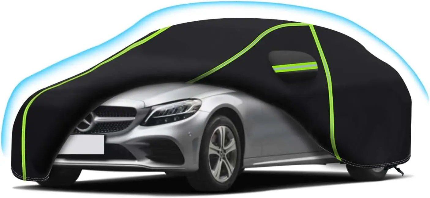 Universal Car Cover for Mercedes C-Class Models, All-Weather PEVA Protection with Door Zippers and Reflective Strips