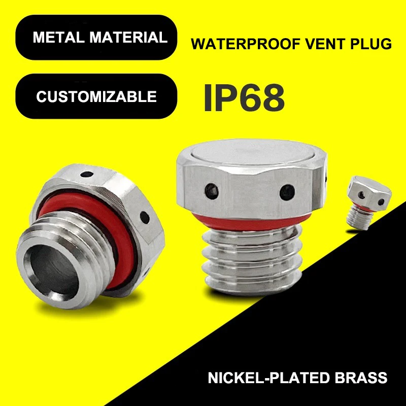 Metal Waterproof Vent Plug M5-M20 304 Stainless Steel Automatic Venting Breather Valve Nickel-plated Brass Pressure Relief Valve
