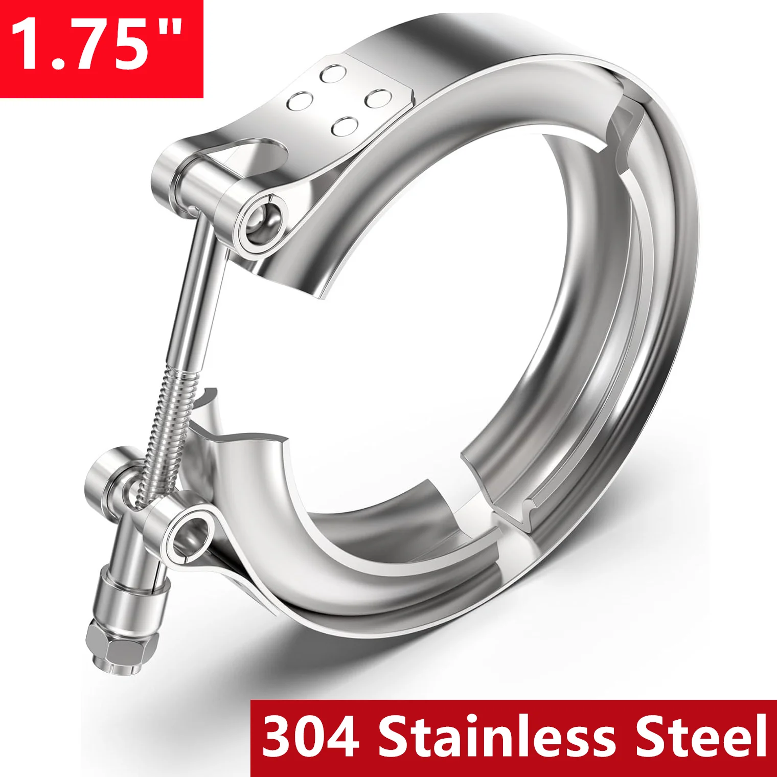 1.75 Inch 44mm V Band Clamp 304 Stainless Steel, for Turbo Exhaust Downpipe, Racing Ford Pickup Truck Exchange Exhaust Systems