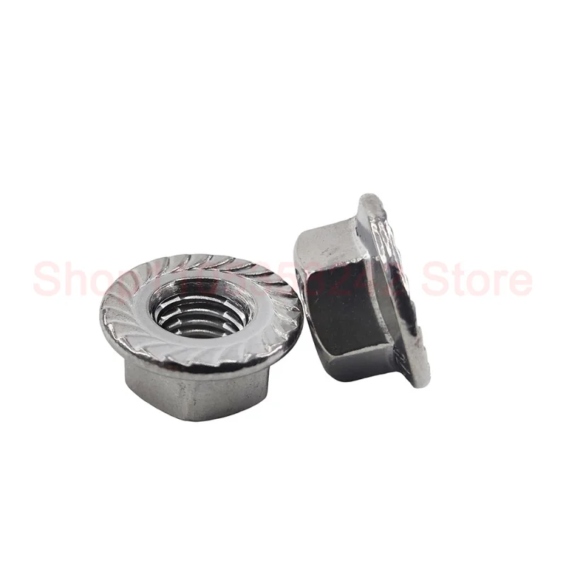 2-100Pcs Flange Nut Lock Nut M3 M4 M5 M6 M8 M10 M12 M14 M16 304 Stainless Steel Hexagon Hex Head Serrated Spinlock DIN6923
