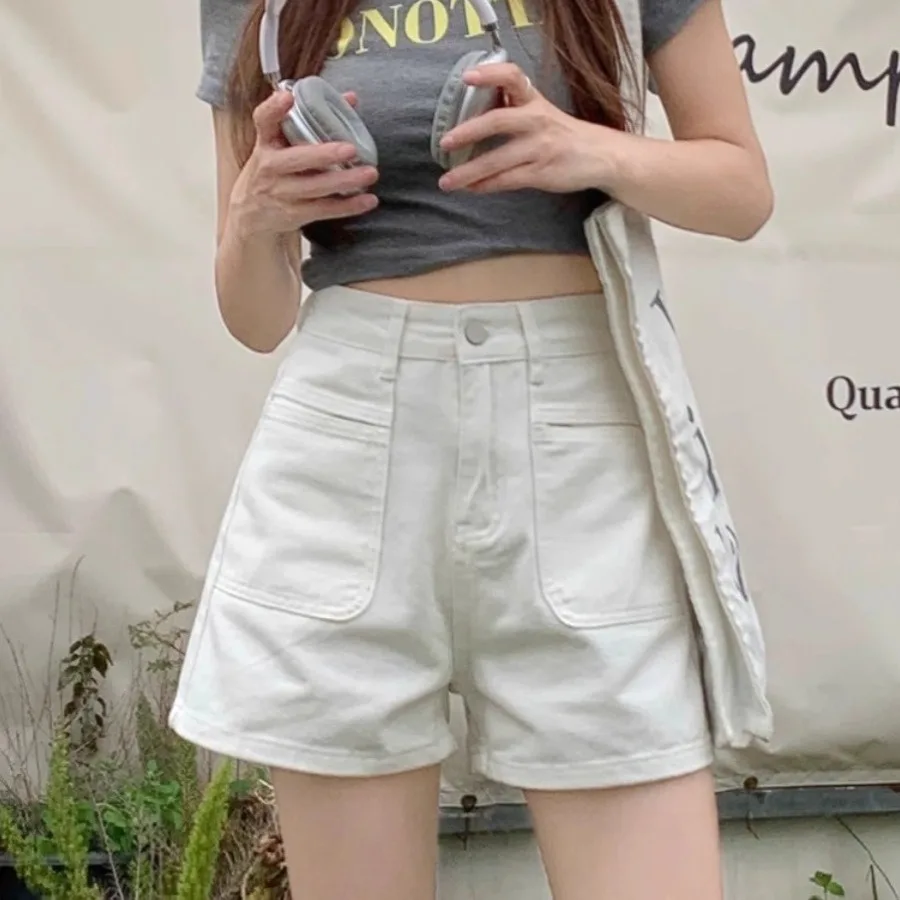 

Тонкие джинсовые брюки с высокой талией, женские дизайнерские утягивающие свободные широкие брюки трапециевидной формы, прямые шорты, летние хлопковые эластичные брюки