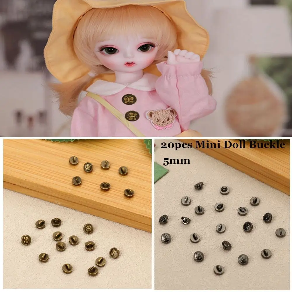 20Pcs Mini Button Buckle DIY Doll Coats Clothes 5mm Metal Butterfly Decoration Buckles 1/6 Doll Clothing Sewing Accessories