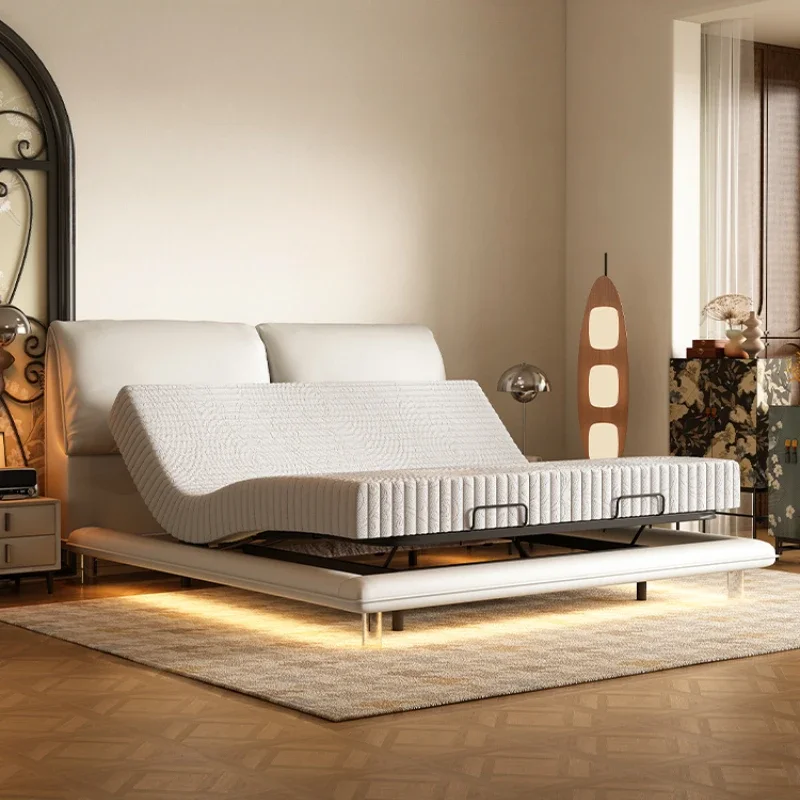 

Pretty Modern White Double Bed Frame Mattress Elegant Loft Adjustable Bed Electric Adults Cama De Casal Bedroom Furniture Luxury