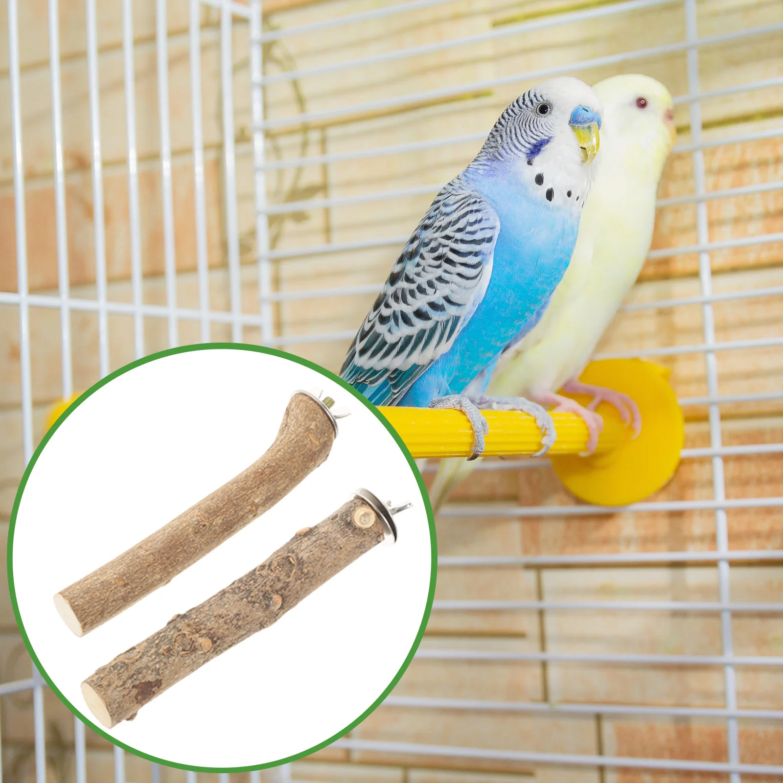 

2pcs Wooden Parrot Stands Wear-Resistant Perch For Parakeets Premium Natural Wood Cage Accessories Durable Parrot Household Bird