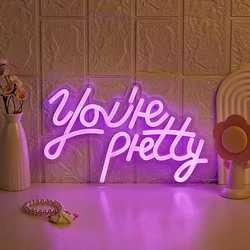 Chi-buy LED Neon You‘re Pretty USB Powered Neon Signs Night Light 3D Wall Art Bedroom Living Room Decor Lamp