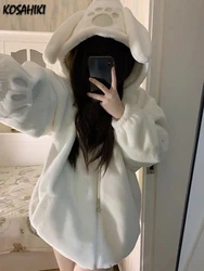 Y2k Aesthetic Lamb Wool Pocket Hoodies Women Causal Loose Kawaii Cute Zipper Harajuku Jackets Harajuku Solid Grunge Preppy Coat