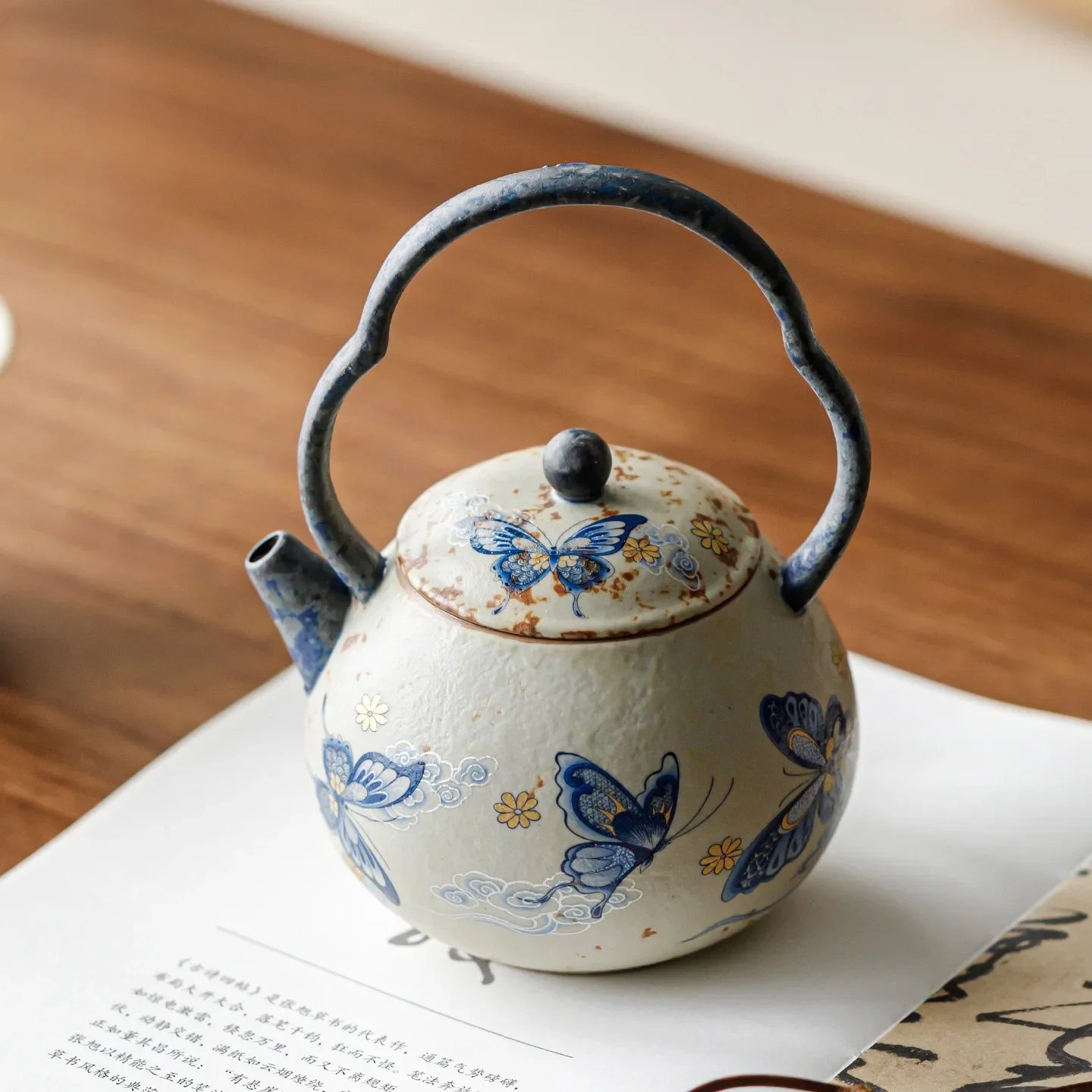 Unique Tea Infuser Tea Begonia Lift Teapot Flower Butterfly Dance Household Ceramic Kung Fu Set Maker Single Pot Teapot