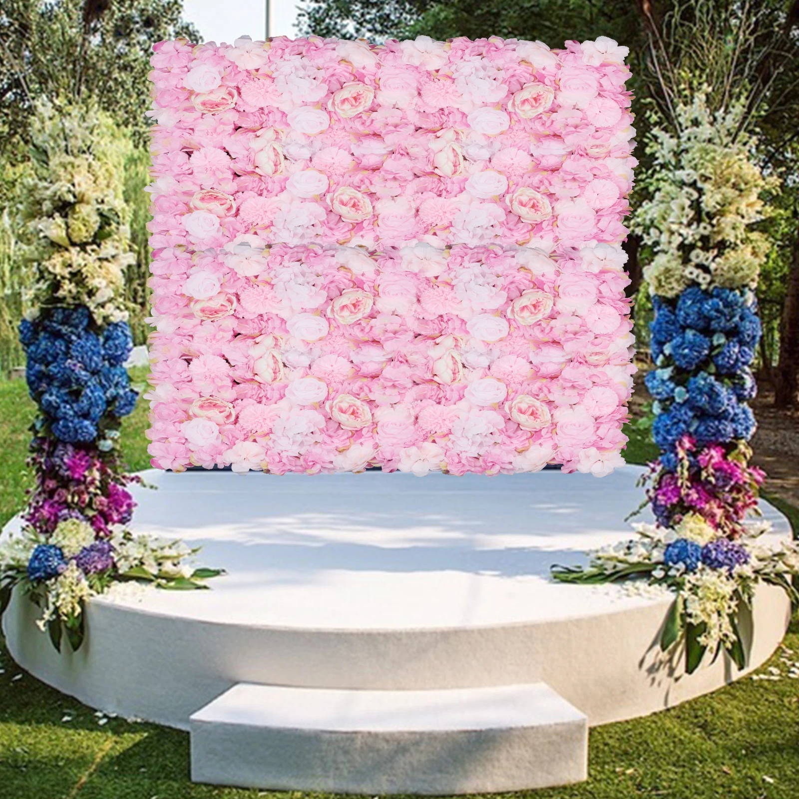 

6 Pcs 23.6" X 15.7" Flower Wall Panel Floral Backdrop Silk Rose Wall Artificial Flower Backdrop for Wedding Party Room Decor