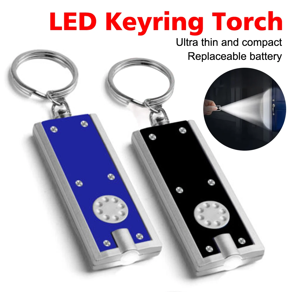 2PCS LED Keyring Torch Ultra Light Portable Replaceable Battery Super Long Standby LED Keyring Torch