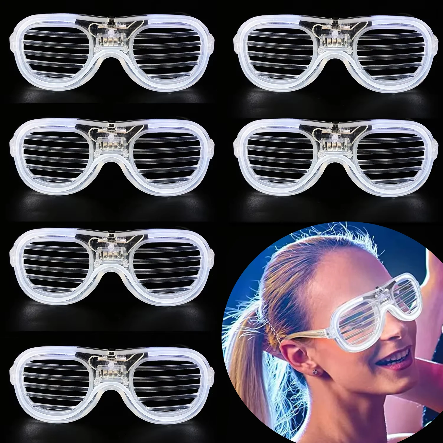 

10/50/100Pcs LED Glasses Light Up Glow Sunglasses White Glow In The Dark Neon Party Favor for Kids Adults Wedding Party Supplies