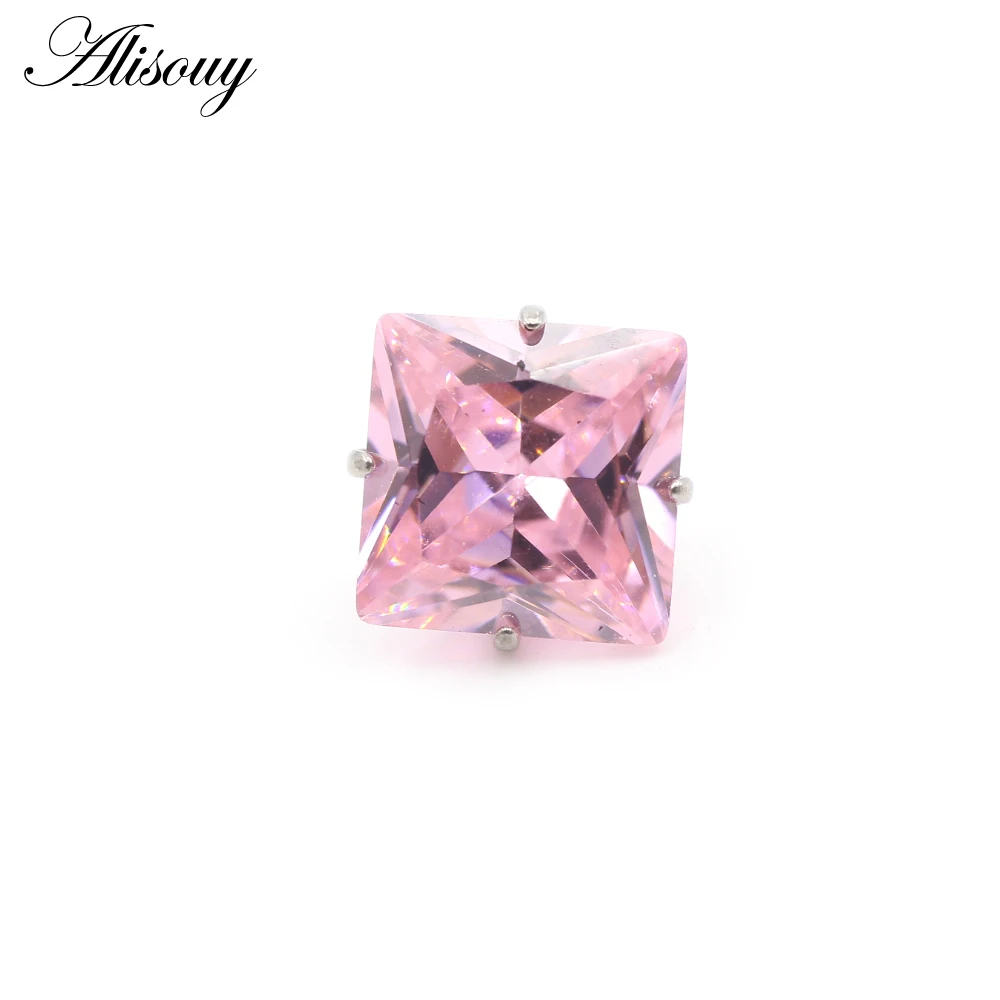 G23 Titanium Externally Thread Square Zircon Lip Labret Rings