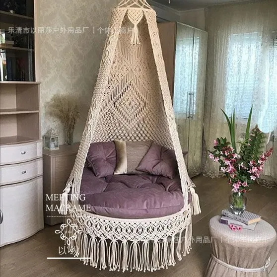 Hand-woven large hanging chair hammock balcony swing hammock soft hanging chair room outdoor