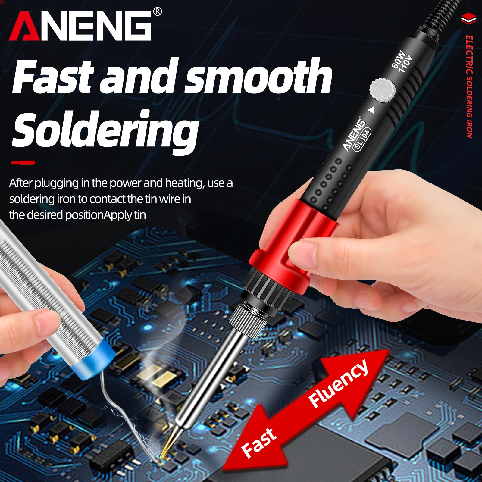 ANENG SL104 Electric Soldering Iron 11 Kits Set Ceramic Heater Solder Tips Quick Tin 60W Equipment Electric Welding Repair Tools