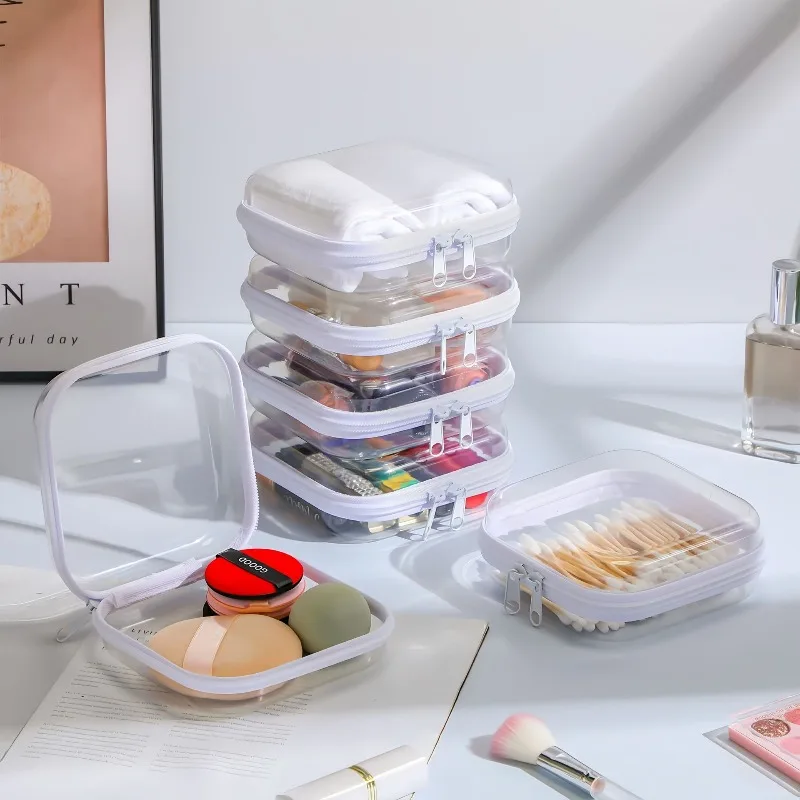Transparent Hard-Shell Zipper Case, Transparent Zipper Bag Waterproof Makeup Organizer and Travel Toiletry Bag, Transparent Zipper Bag Set, Reusable Transparent Storage Bags for Storing Cosmetics, Stationery, Small Items, and Tools