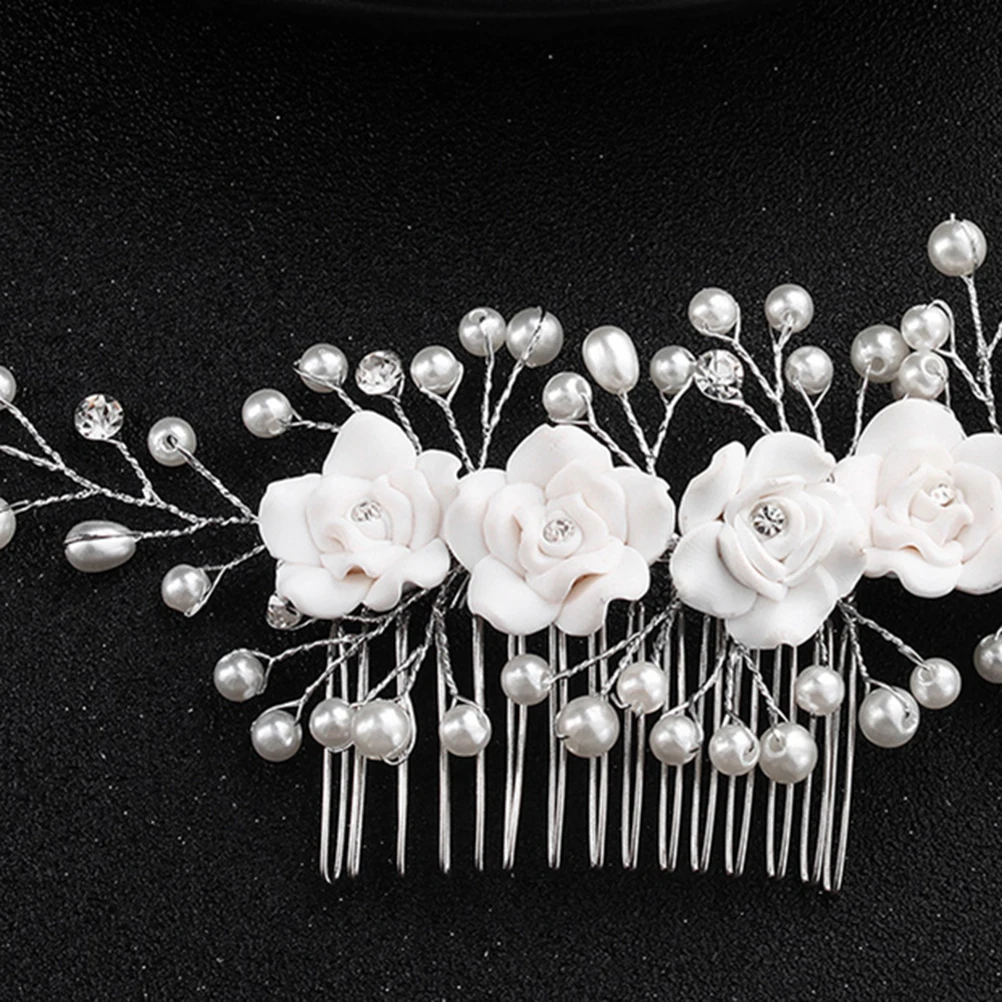 

White Hair Comb Bridal Accessories Pearl Hairpins for Women Wedding Gold Catwalk