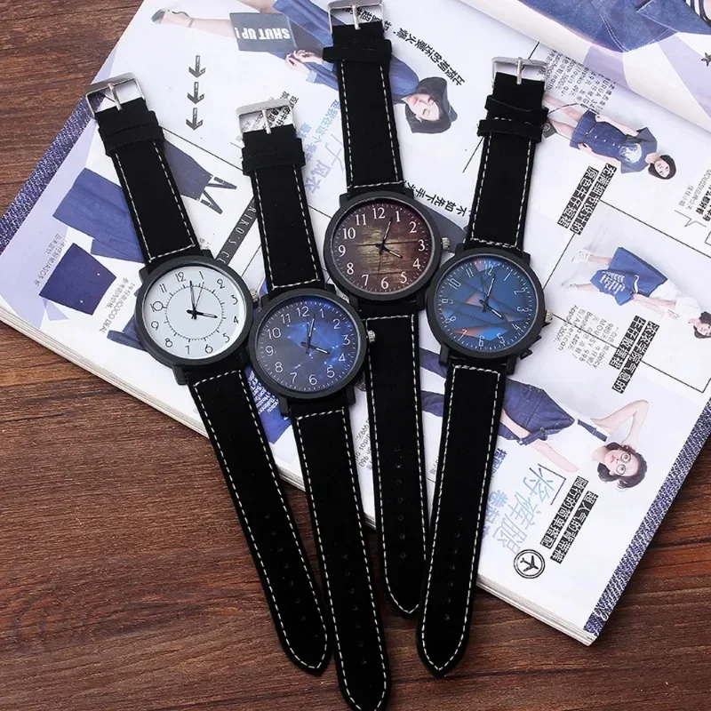 Büyük Kadran PU Moda kol saati Erkekler Kuvars Kol Saatleri Saat Erkek Saat Reloj Hombre Часы Муж soiруnica Montres Hommes