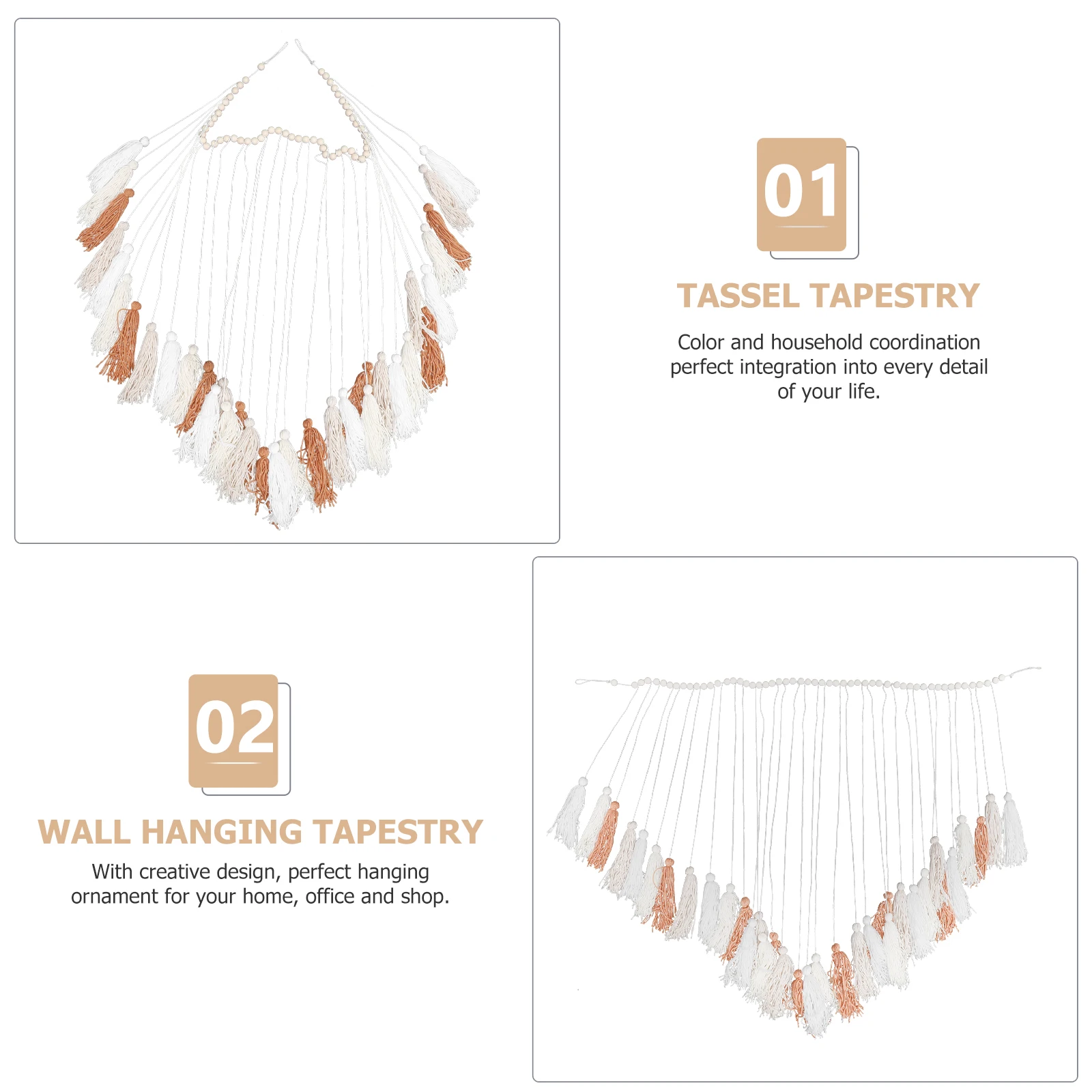 

Bohemian Cotton Bohemian Wall Hanging Thread Wooden Bead Tassel Pendant Home Decor Christmas Chic Wall Hanging nament