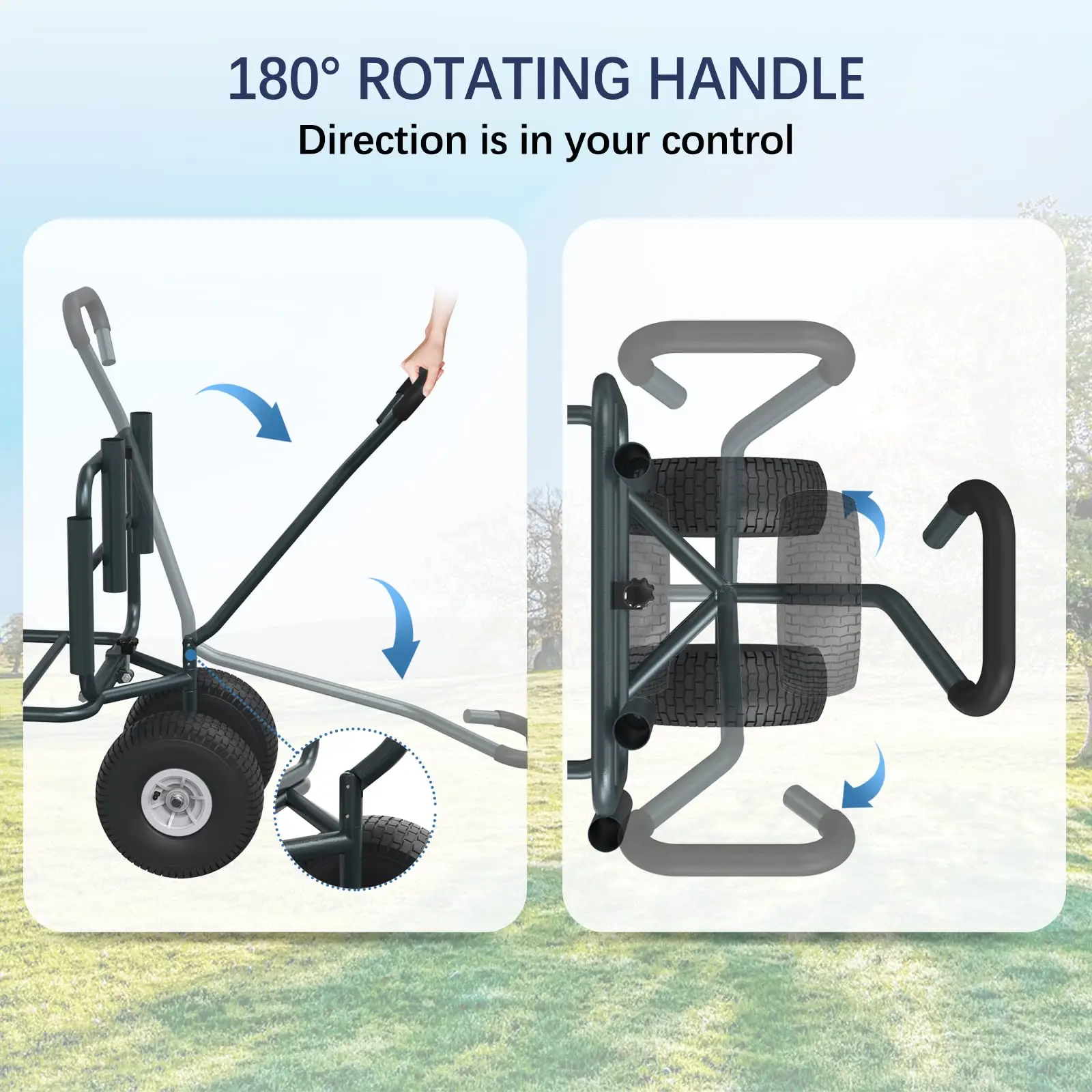 All-Terrain Non-Slip Wheels 550lbs Load Foldable Fishing Cart Wagons with 5 Fishing Rod Holders for Beach - view 4