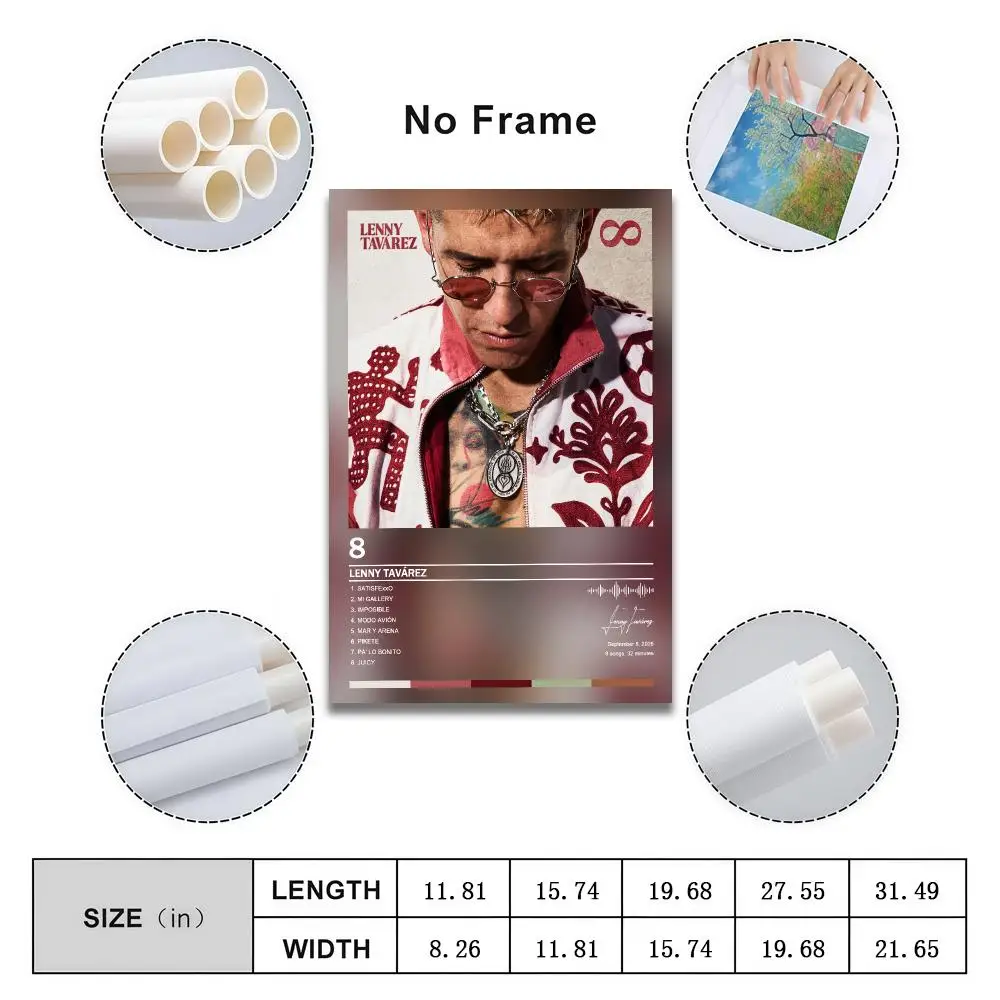 Poster Peelable Self-Adhesive Album Cover Poster Stickers, Frameless Wall Art for Singer Band Pop Rap Bedroom Lenny T-Tavarez 8