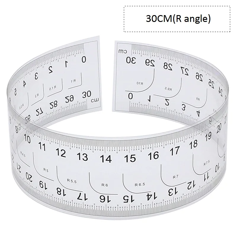 Film Ruler 10/30/60/100/150cm Transparent Soft Ruler 30CM(R Angle) Straightedge Scale 0.1mm/0.5mm Measuring Calibration Card