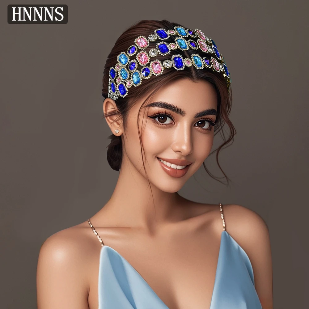 

TOPQUEEN Bridal Wedding Elegant Hair Accessories Handmade Inlaid Colored Water Diamond Ladies Luxury Banquet Headbands YXA240