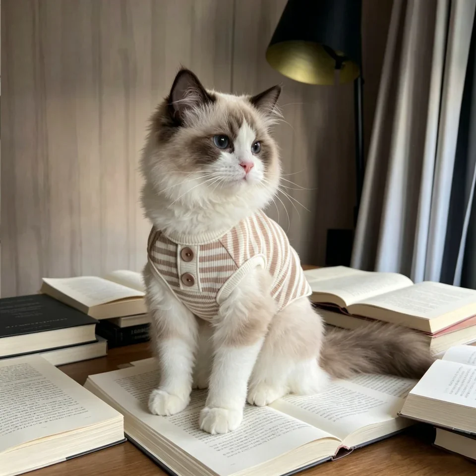 

1pc Simple striped knitted vest, soft dog teddy bear for spring and summer, small and medium-sized dog, cat pet clothes
