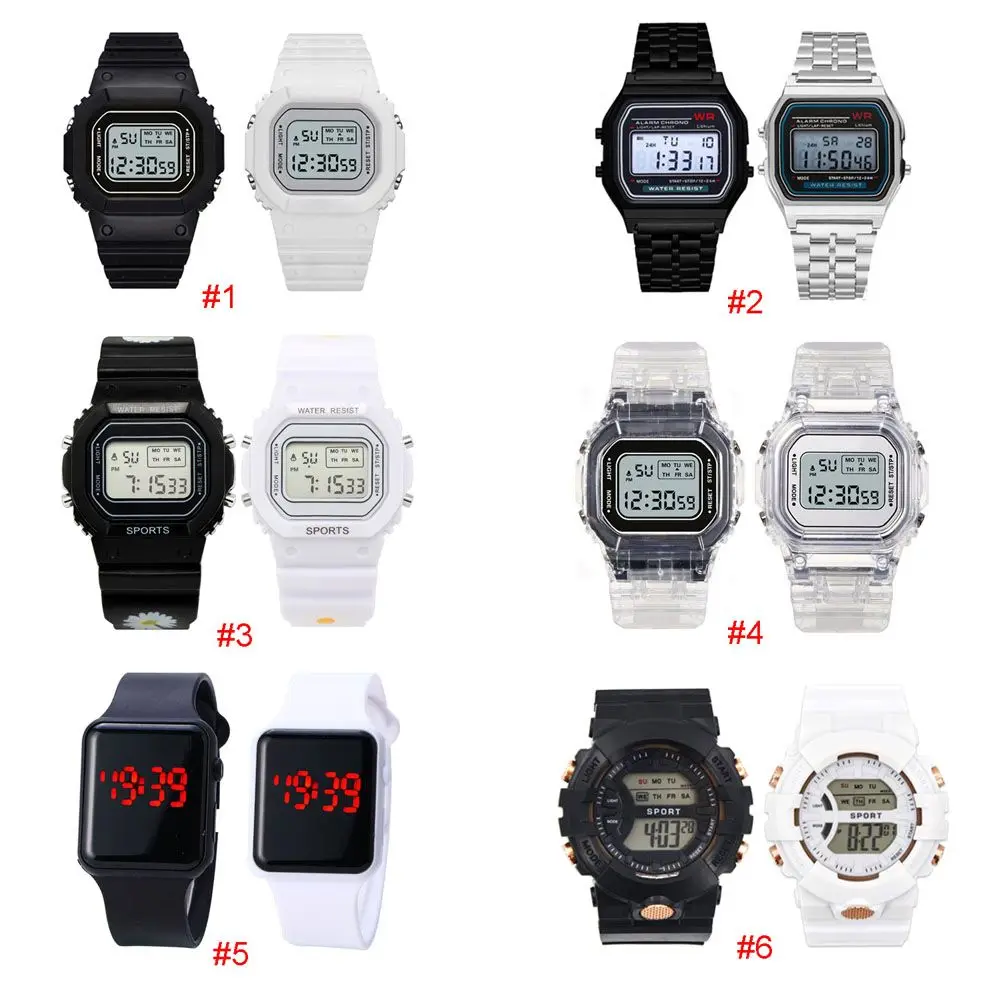 Унисекс, повседневные спортивные часы для студентов, регулируемые наручные часы, светодиодные цифровые часы, женские и мужские электронные часы, часы для пар