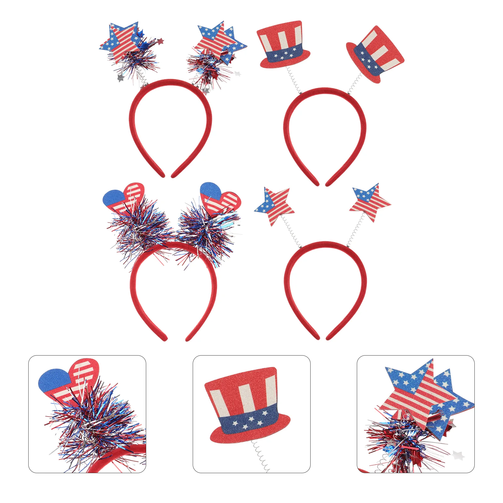 4 PCS Headband Gathering Party Headdress Independence Day Hair Hoops Girls' Costumes Headgear for Fabric Baby